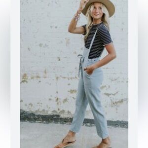 Roolee Teal Linen Jumpsuit